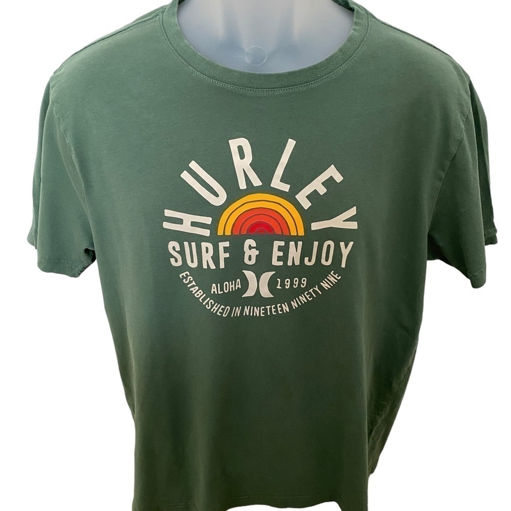 HURLEY “Surf & Enjoy” Rainbow Tee Shirt Men M Medium